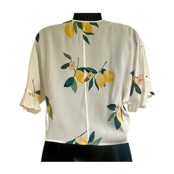 Rails Lemon Print V-Neck Short Sleeve Wrap Blouse - Picture 5 of 7